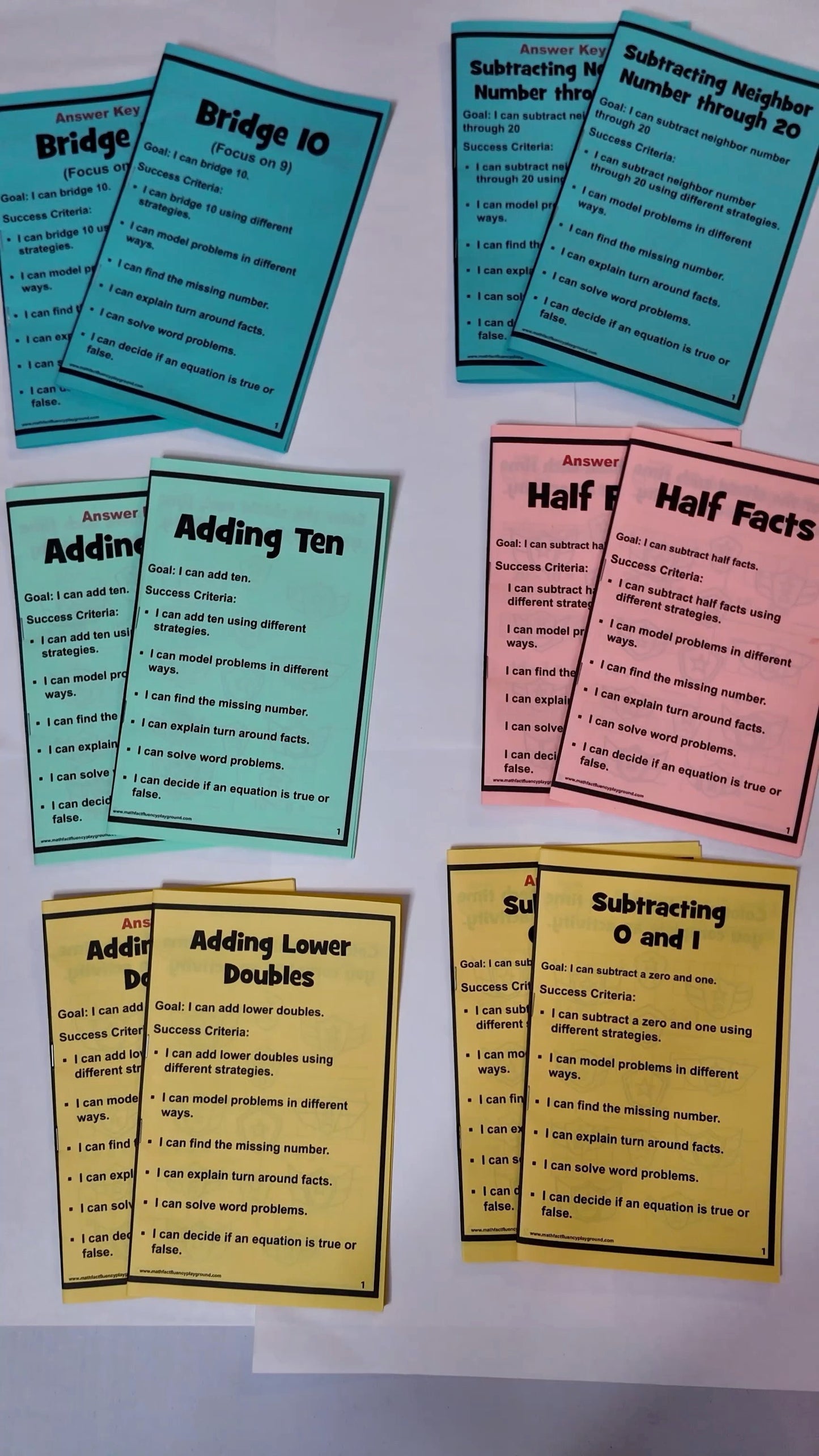 Addition & Subtraction Fact Fluency Booklets