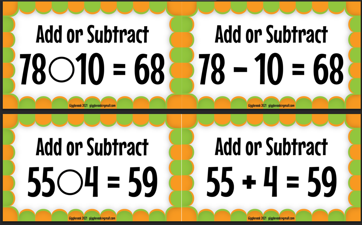 Add or Subtract Set C