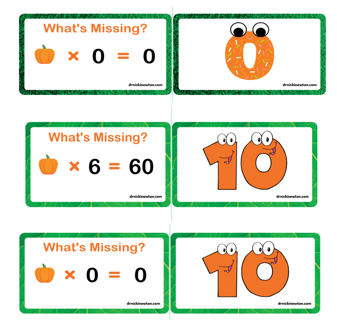 Multiplication Pumpkin Flashcards