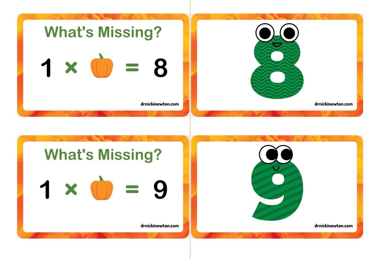 Multiplication Pumpkin Flashcards