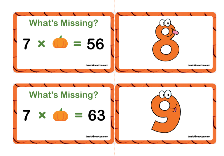 Multiplication Pumpkin Flashcards