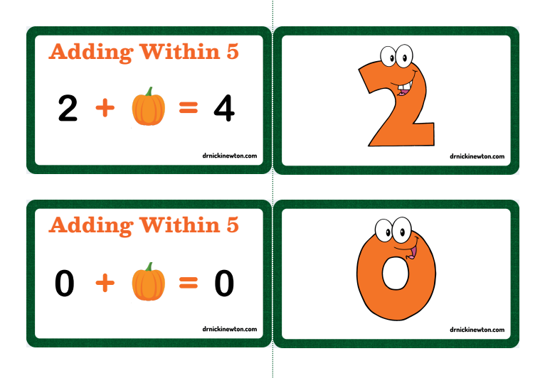 Addition Pumpkin Flashcards Adding Within 10