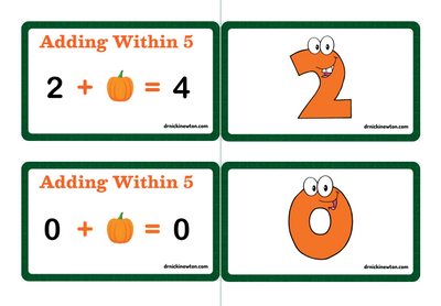 Addition Pumpkin Flashcards Adding Within 10