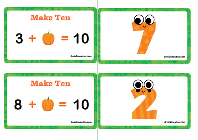 Subtraction Pumpkin Flashcards Adding Within 10