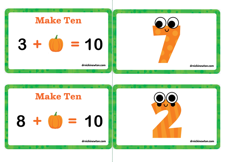 Addition Pumpkin Flashcards Adding Within 10