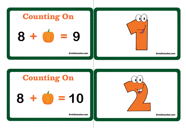 Subtraction Pumpkin Flashcards Adding Within 10
