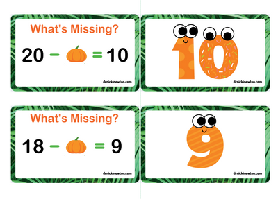 Subtraction Pumpkin Flashcards Adding Within 20