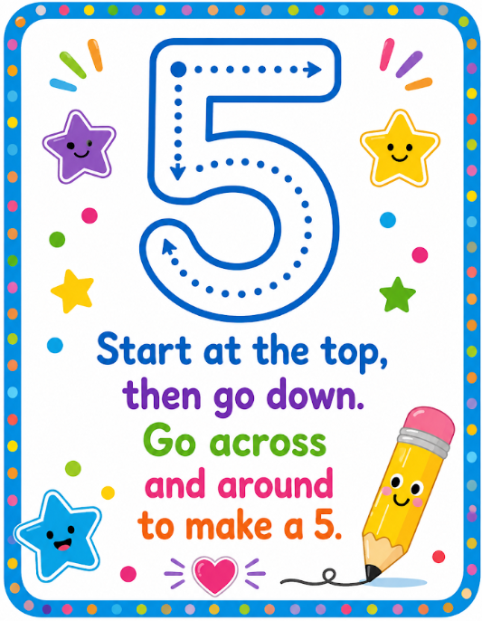 Number Formation Rhyme Posters 1–10 | Trace, Sing & Move; Write the Numbers