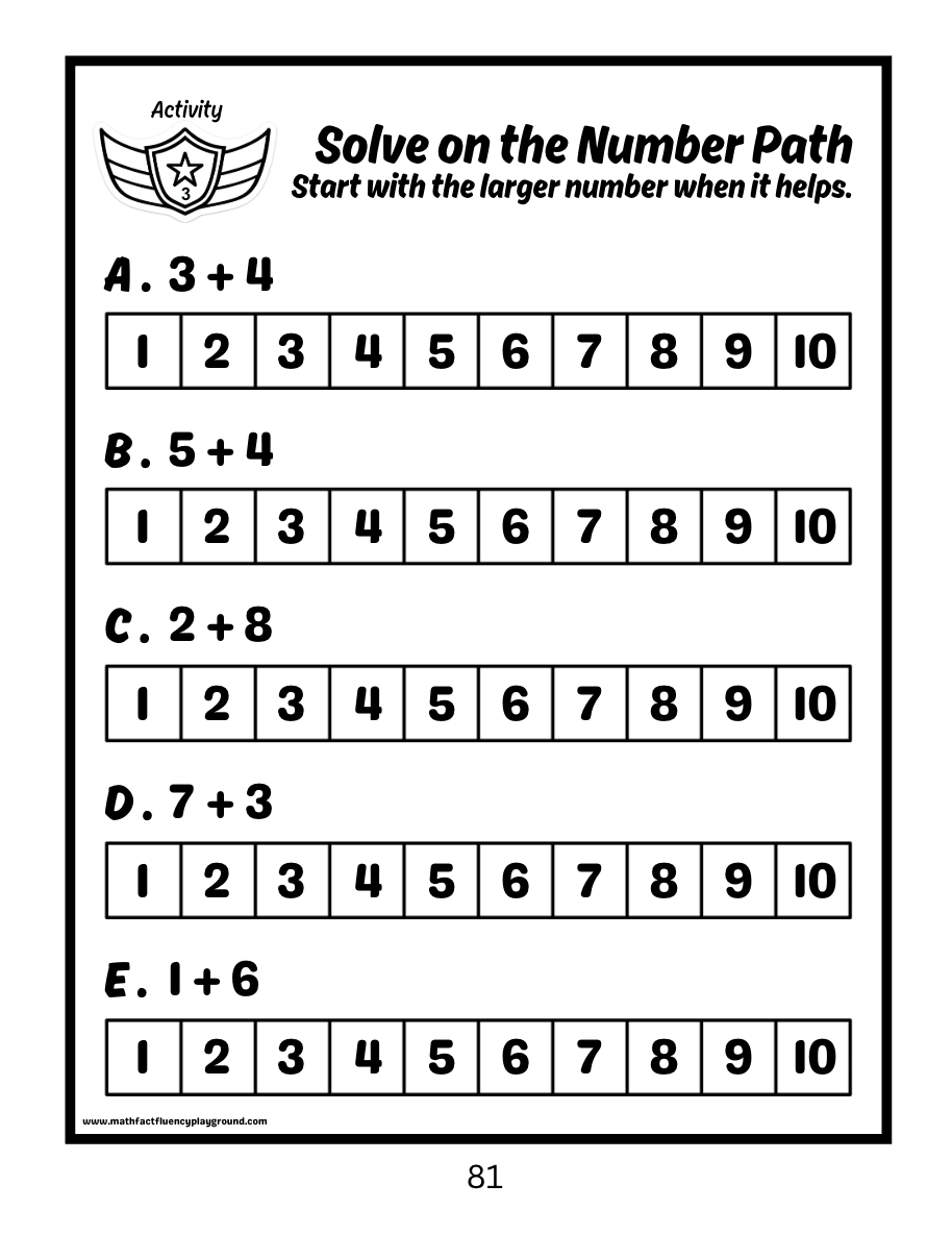 Math Fact Fluency Playground Addition Fact
