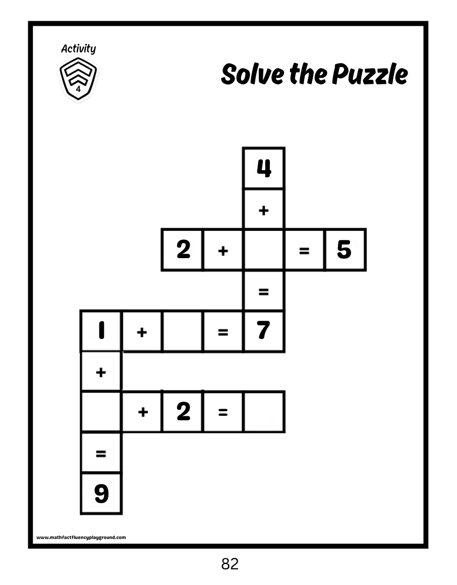 Math Fact Fluency Playground Addition Fact