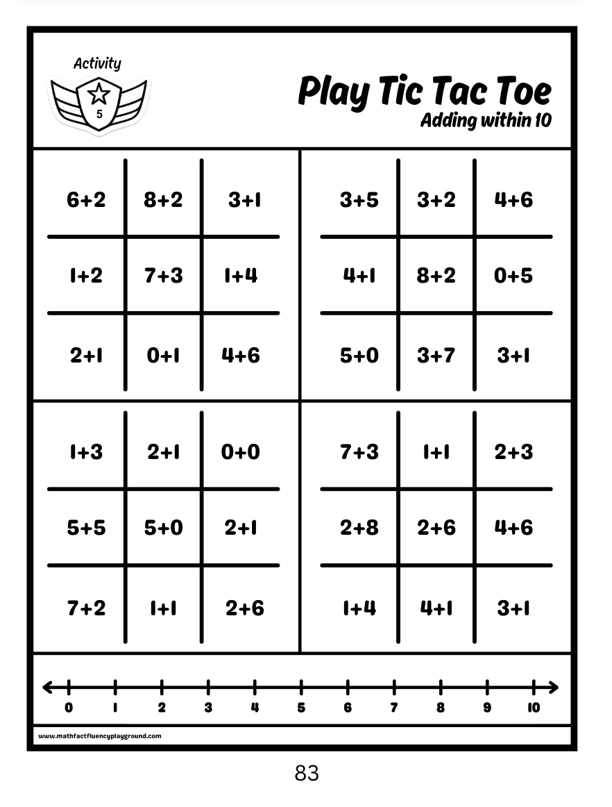Math Fact Fluency Playground Addition Fact