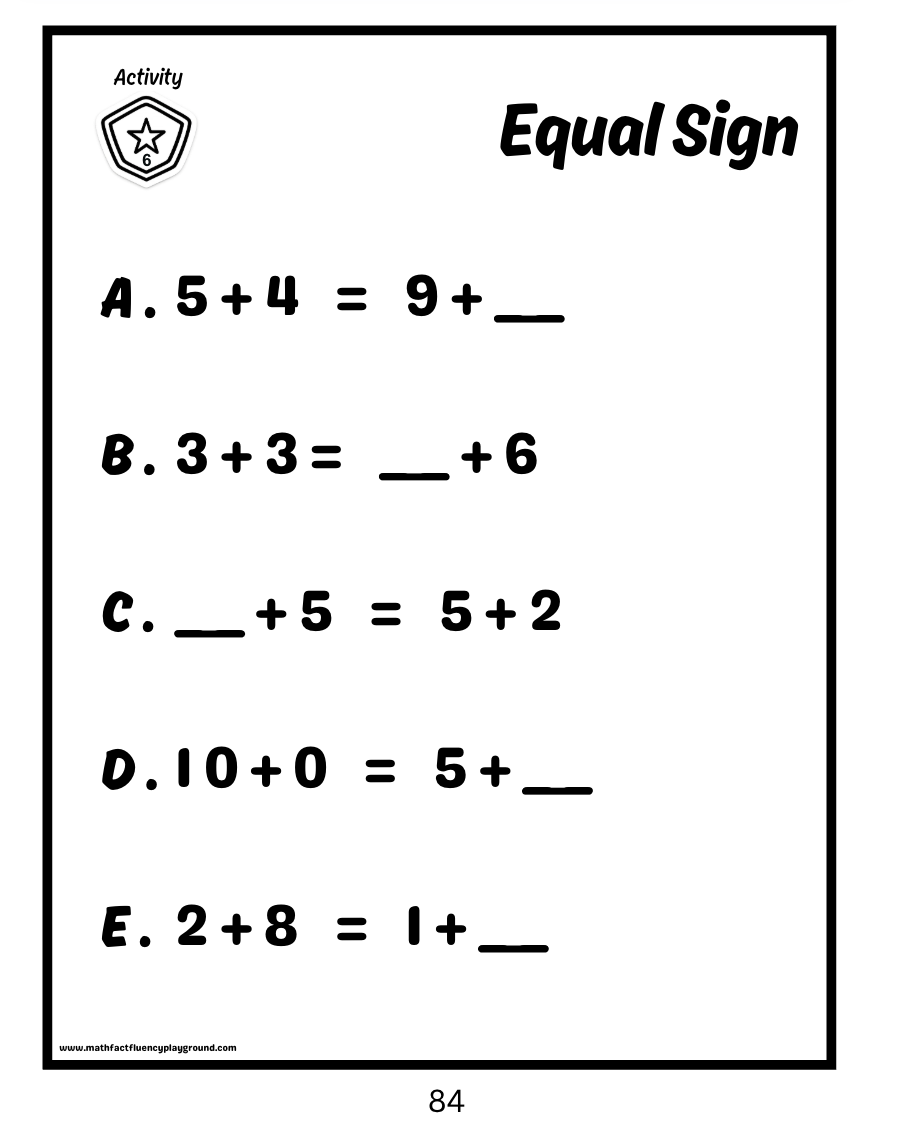 Math Fact Fluency Playground Addition Fact
