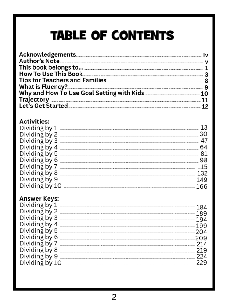 Math Fact Fluency Playground Division