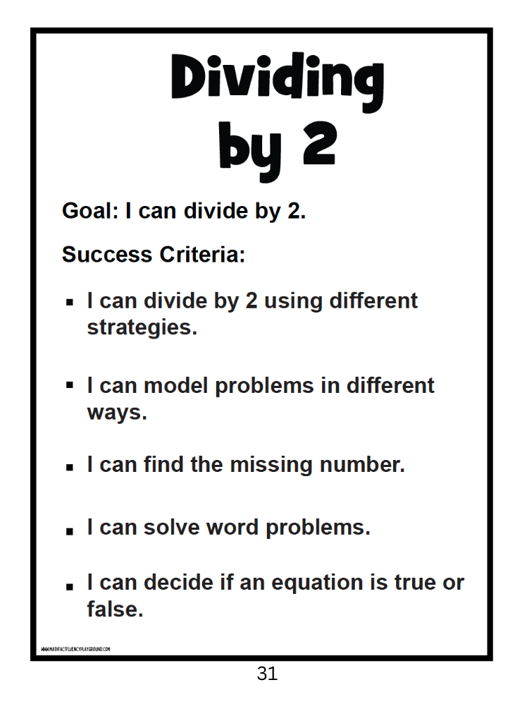 Math Fact Fluency Playground Division