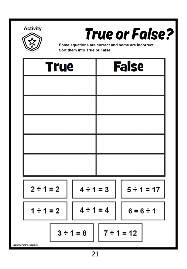 Math Fact Fluency Playground Division