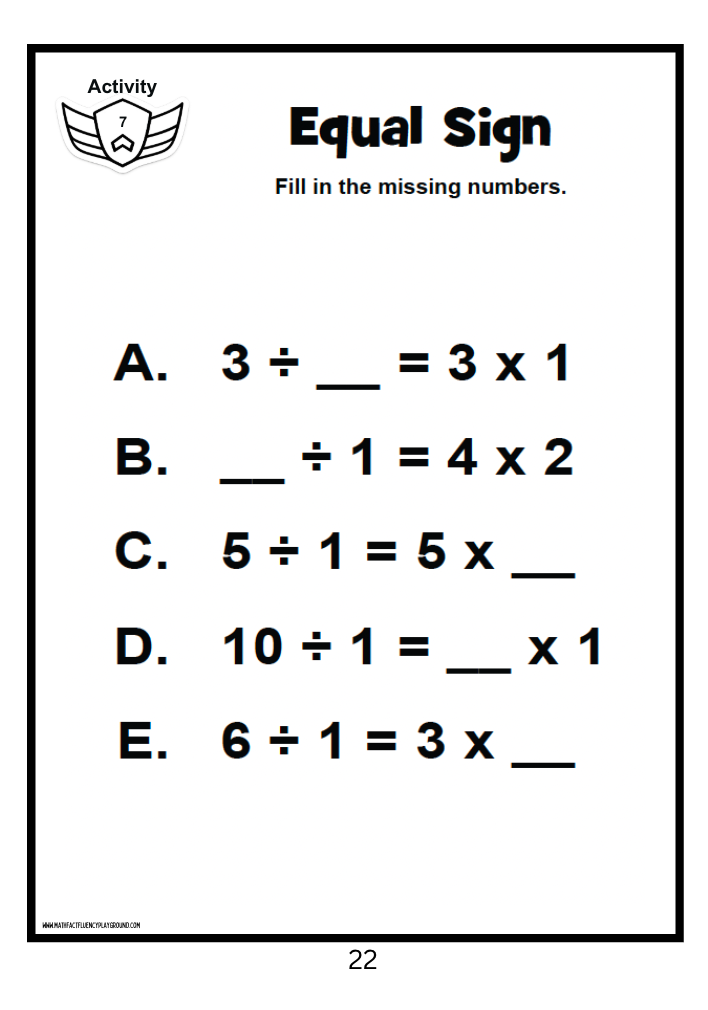 Math Fact Fluency Playground Division