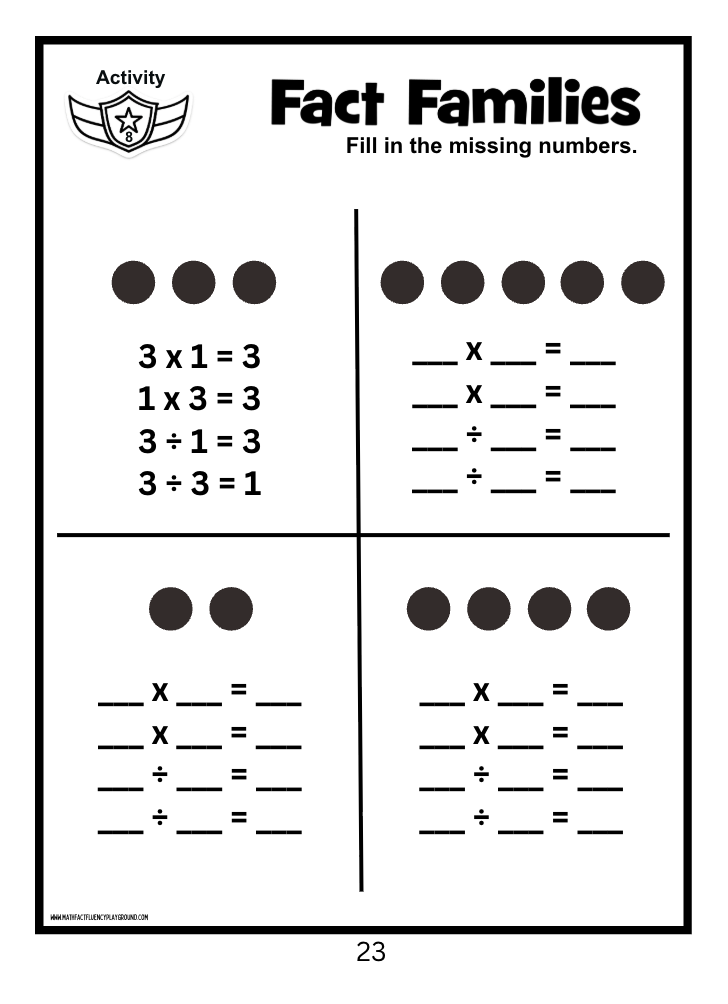 Math Fact Fluency Playground Division
