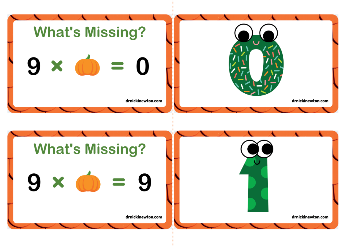 Multiplication Pumpkin Flashcards