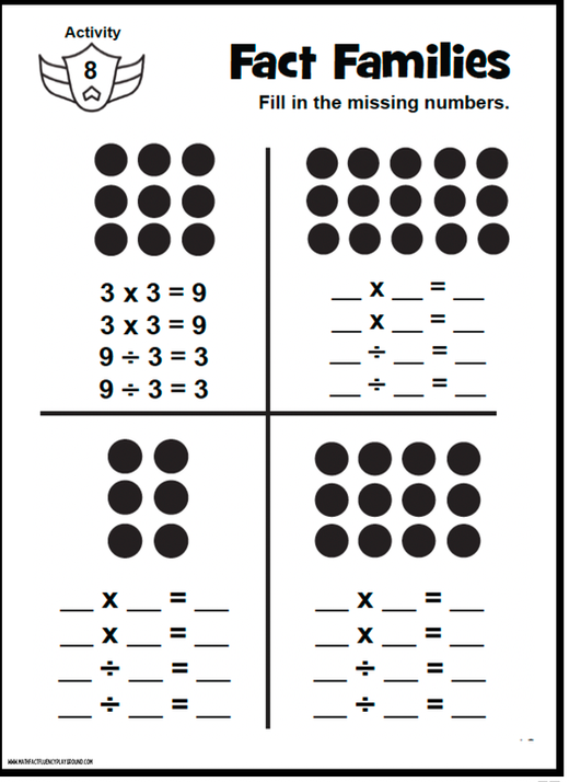 Math Fact Fluency Playground Division Facts Within 100 Activities & Games