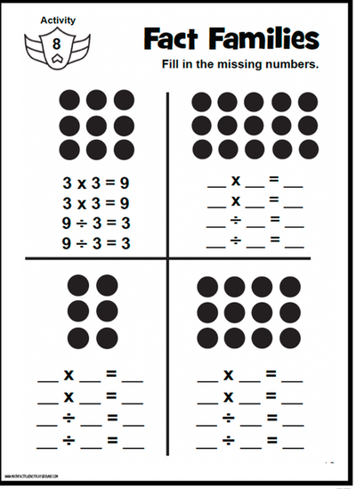 Math Fact Fluency Playground Division Facts Within 100 Activities & Games