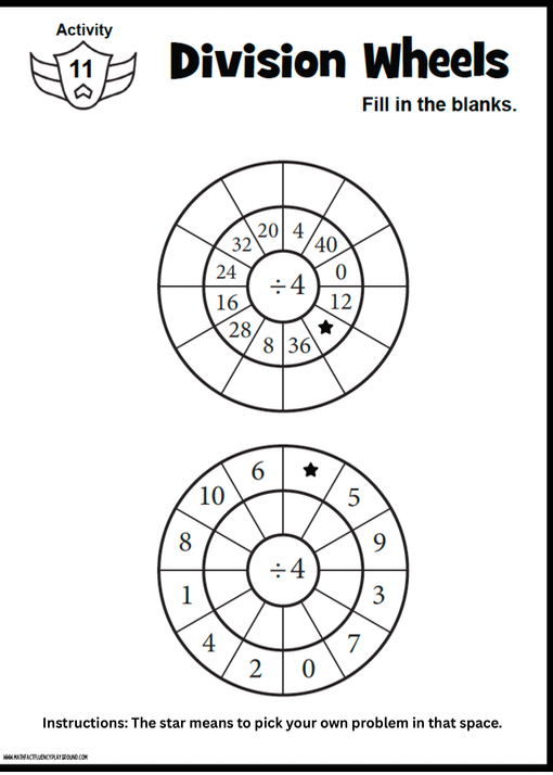 Math Fact Fluency Playground Division Facts Within 100 Activities & Games