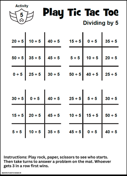 Math Fact Fluency Playground Division Facts Within 100 Activities & Games
