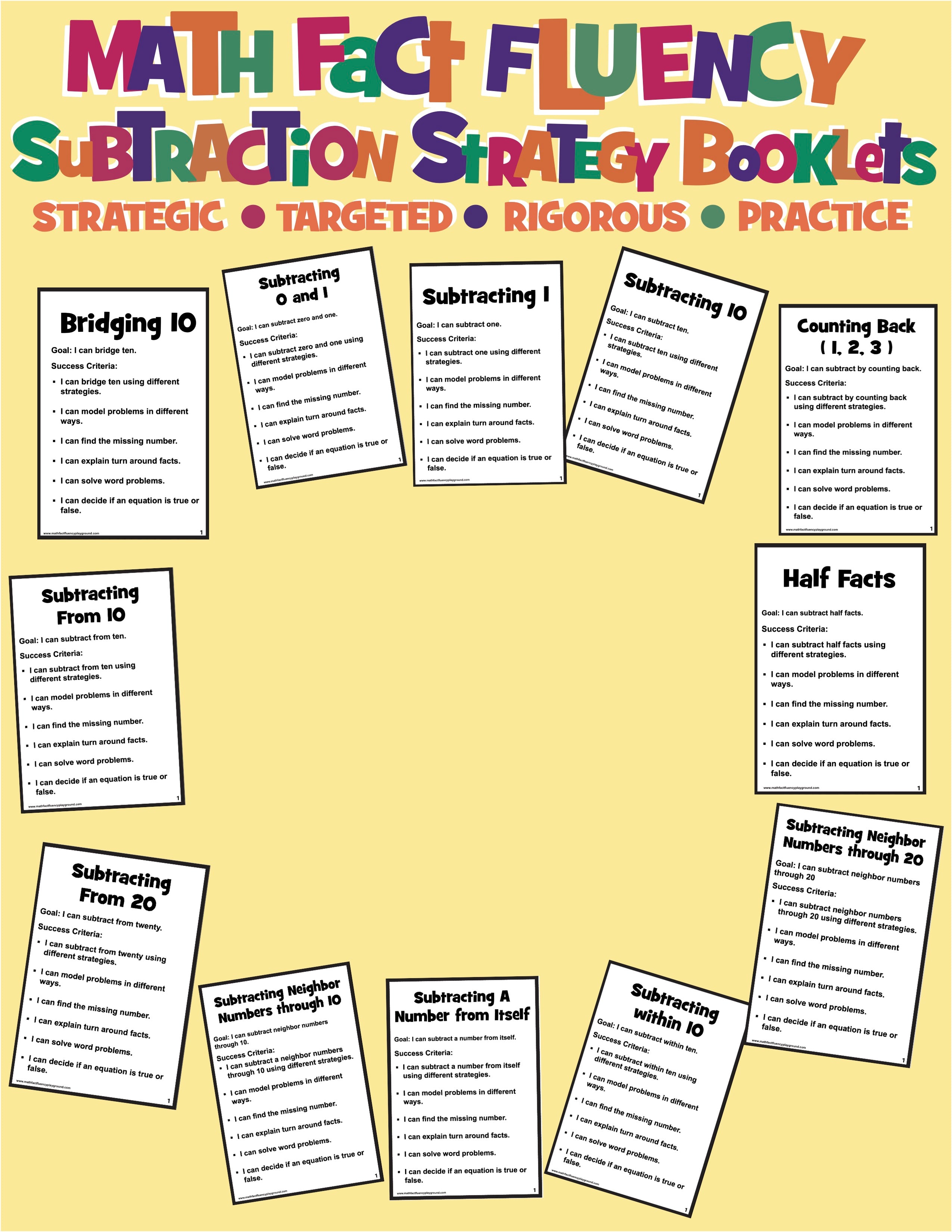 Subtraction Fact Fluency Booklets – Gigglenook Math Store